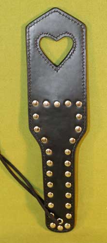 Studded Open Heart Leather Paddle  -  12" x 3" ...